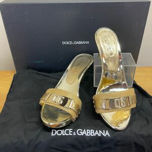 J3031 DOLCE & GABBANA／ドルチェ アンド ガッバーナ ミュール サンダル サイズ：S(36) ゴールド ■かかと部分欠損