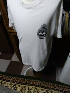 HW２０　和柄プリント　Tシャツ　CROPPED　HEADS　XL　白地に和柄仏スカラ円陣模様　綿　中国　中古