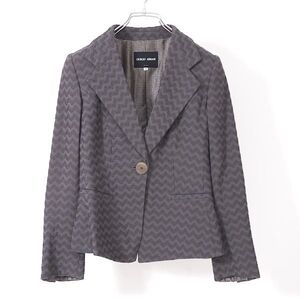 4-TD040 ジョルジオアルマーニ GIORGIO ARMANI イタリア製 最高峰 黒タグ ジャケット 総柄 グレー 36 レディース