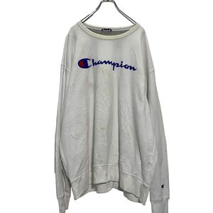 Champion ロゴスウェット トレーナー 2XL ホワイト チャンピオン ビッグサイズ 裏起毛 袖ロゴ 古着卸 アメリカ仕入 a608-5098