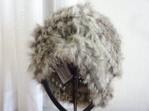 C StretchFur D HEADWEAR　レディース・婦人用　灰色モコモコハット ニット帽　サイズ５７cm〜５９cm　キャップ　帽子