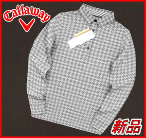 【国内正規品】75%OFF◆キャロウェイゴルフシャツCallawaySELECT◆定価:18,700円◆柔らか暖か素材ストレッチ長袖シャツ千鳥柄グレーS