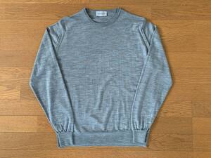 【美品】John Smedley ジョン スメドレー 30G ウール クルーネック ニット Silver S BEAMS F ビームス F