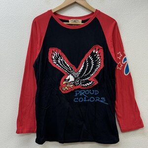 エドハーディー イーグル ワッペン ロゴ ラインストーン ラグラン Tシャツ Tシャツ S 赤 / レッド X 黒 / ブラック