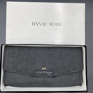 G0217M09 HANAE MORI ハナエモリ クラッチバッグ ショルダーバッグ パーティー リボンモチーフ　ブラック　黒　冠婚葬祭