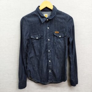 Z1890 Carhartt カーハート 長袖 デニム ウエスタン シャツ XS インディゴブルー W