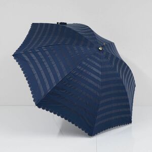 BT8167 w.p.c ワールドパーティー 晴雨兼用日傘 USED美品 ネイビー ボーダー フラワー レース 50cm T