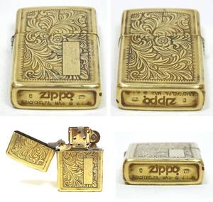 ■ZIPPO ジッポ 1992 ベネチアン 両面 唐草 ソリッドブラス 真鍮■90’s ヴィンテージ オイルライター■喫煙具 喫煙グッズ■