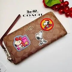 コーチレデイーズ長財布　COACH長財布スヌーピー ワッペン新商品