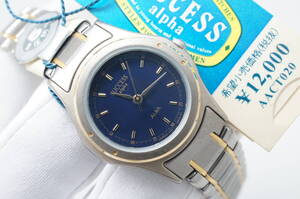 J64●作動良好 未使用デッドストック SEIKO セイコー ALBA アルバ SUCCESS V701-6670 紺文字盤 レディース腕時計 コンビ お洒落 クォーツ