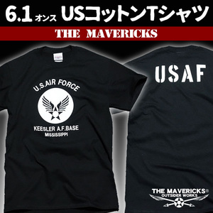 Tシャツ S 半袖 airforce メンズ ミリタリー USAF エアフォース MAVERICKS ブランド 黒 ブラック