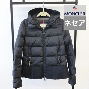 R6S1240 MONCLER/モンクレール NESEA/ネセア フリル サイズ0 ネイビー ダウンジャケット QRタグ レディース