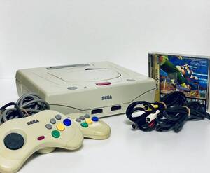 動作品 SEGA SATURN セガサターン SEGA/SEGA HST-3220 箱2コントローラー+ゲームソフト/レア品/レトロゲームまとめ(B-46)