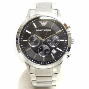 稼働品 EMPORIO ARMANI エンポリオ アルマー ニクロノグラフ メンズ 腕時計 クオーツ AR2434 SS 文字盤ブラック ☆P