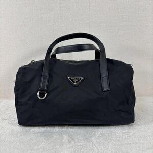  1円 PRADA プラダ トートバッグ ハンドバッグ ミニボストン 三角プレート 黒 ブラック テスートナイロン レザー ポコノ レディース メンズ