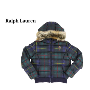 新品 アウトレット 42268 M(8-10) ガールズ ポロベアー タータンチェック ダウンジャケット polo ralph lauren ポロ ラルフ ローレン