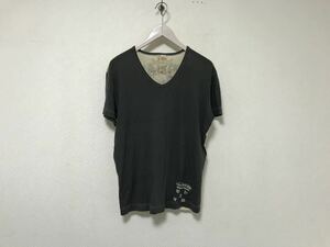 本物ディーゼルDIESELコットンプリントVネック半袖TシャツメンズサーフアメカジミリタリーグレーM