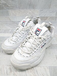 ◇ FILA フィラ 厚底 ロゴ レースアップ ローカット スニーカー シューズ サイズ25.0cm ホワイト レディース P