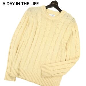 A DAY IN THE LIFE ユナイテッドアローズ 秋冬 ウール★ ケーブル編み クルーネック ニット セーター Sz.S　メンズ 　C3T11934_C#K