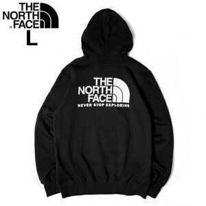 1円～!売切!【正規新品】THE NORTH FACE◆THROWBACK HOODIE パーカー スウェット US限定 男女兼用 ビッグロゴ アウトドア(L)黒 181130-30