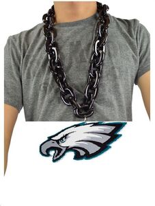 New NFL Philadelphia EAGLES HEAD BLACK BIG Fan Chain Necklace (FedEx 2Day Option 海外 即決