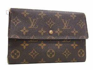 1円 LOUIS VUITTON ルイヴィトン M60135 モノグラム ポシェット パスポール 三つ折り 長財布 ウォレット カード入れ ブラウン系 BK2430