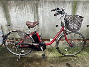 C12　中古電動アシスト自転車 1円売切り！ パナソニック ビビDX 赤　配送エリア内は送料3800円でお届けします