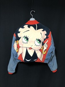 90s　USA製 ヴィンテージ◆BETTY BOOP TOO CUTE デニムジャケット ライダース　ショート丈 レディース ライダース