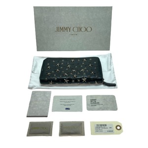 ◎◎ JIMMY CHOO ジミーチュウ 長財布 CARNABY カーナビー スタースタッズ ブラック x シルバー 傷や汚れあり