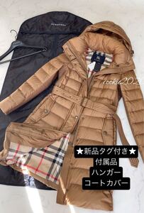 高級【新品タグ付き★ダウンコート】BURBERRY、バーバリーロンドン、付属品付き、ノバチェック、人気デザイン、希少、ロング丈、Mサイズ