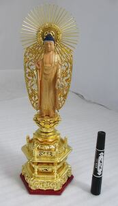 木製仏像　西立弥陀　身丈約5寸　新品・未使用　多少箔擦れ有りの為特価価格です　t126