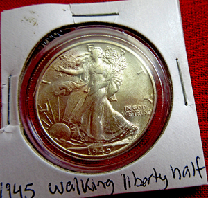 アメリカ Walking Liberty 1/2ドル 90%銀貨 AU ほぼ未使用