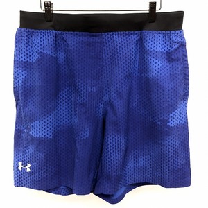 UNDER ARMOUR - 2XL 3L メンズ 男性 薄手 ショートパンツ ウエストの内側のサイドに調節紐 スピードポケット 一部メッシュ ポリ100% 青×黒