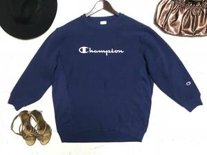 ★即完売★emoda エモダ×Champion REVERSE WEAVE リバースウィーブ★ビッグ★スウェット★ネイビー★size S★かなり大きめ★トレーナー