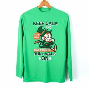 ヴィンテージ古着 長袖Tシャツ スポーツウェア メンズ SMサイズ グリーン Keep Calm And Run