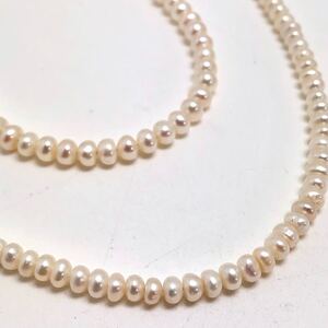 1円〜!!K18▲本真珠パールネックレス2本おまとめ▲D 約19.4g 約41.0cm pearl necklace jewelry パール DD0/- 125