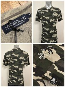 名作 本物 新品 HYDROGEN ハイドロゲン スカル Vネック 半袖 Tシャツ 迷彩 カモフラージュ M