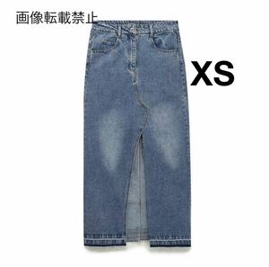 vintage ヴィンテージ レトロ デニム スリット ロング タイトスカート ボトムス XSサイズ レディース★ZARA 好きな方に★春新作 新品★