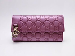 GUCCI グッチ　グッチシマ　ファスナー財布　ハートビット　274430 ピンク　中古　財布　レディース　送料無料