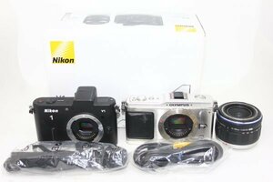 【ミラーレス一眼カメラまとめ売り】Nikon 1 V1 ボディ＋OLYMPUS E-P1 レンズキット #3345-196