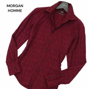 MORGAN HOMME モルガン オム 通年 長袖 総柄★ スリム ストレッチ シャツ Sz.S　メンズ 日本製　C4T02886_3#C