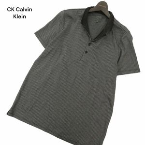 CK Calvin Klein カルバンクライン 春夏 ヘリンボーン柄 半袖 ポロシャツ Sz.XL　メンズ 大きいサイズ　C4T05079_5#A