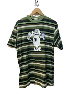 A BATHING APE◆Tシャツ/L/コットン/KHK/ボーダー