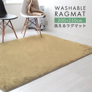 ラグ カーペット ラグマット Lサイズ 200x250cm 3畳 厚手 床暖房対応 低反発 絨毯 北欧 リビングマット 滑り止め 春 夏 秋 冬 ベージュ