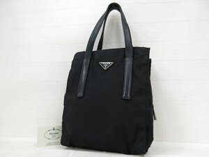 ◆美品◆PRADA プラダ◆三角ロゴプレート◆ラム レザー 本革◆ハンド バッグ◆ブラック SV金具◆イタリア製◆ヴィンテージ◆腕掛け◆A8988