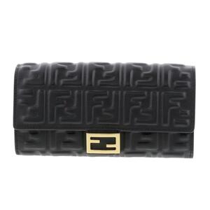 ★美品★FENDI フェンディ 財布 バゲット コンチネンタル ウォレット RS 8M0251 ブラック 黒 Black ナッパラムレザー