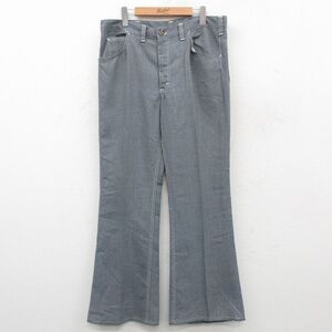 W36/古着 リー Lee パンツ メンズ 80s フレア タロン グレー 24oct28 中古 ボトムス ロング