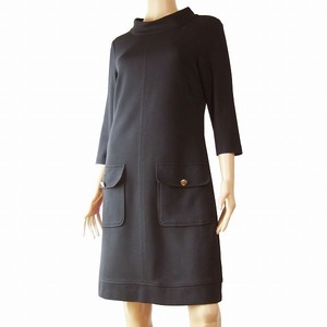 A美品/ローラアシュレイ LAURA ASHLEY 大人ワンピース (M/9号相当) 紺/ネイビー 伸縮性素材 お出掛け お食事 春秋向け レディース