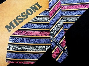 ♪今週の特売980円～♪1718♪状態並品【MISSONI】ミッソーニ【ペイズリー 花 植物 ストライプ 柄】ネクタイ♪