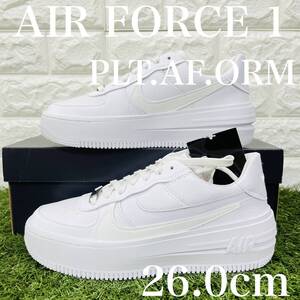 即決 ナイキ エアフォース 1 プラットフォーム トリプルホワイト NIKE W AIR FORCE 1 PLT.AF.ORM AF1 白 厚底 26.0cm 送料込み DJ9946-100